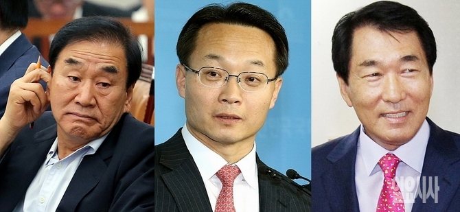 (사진 왼쪽부터) 친이계 새누리당 이재오·조해진 의원, 안상수 전 의원