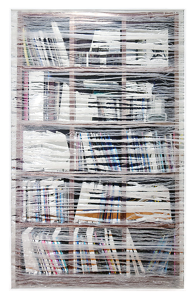 ▲ 이진영-1_Layer_bookshelf1_2019_170x106cm_아크릴거울, 투명시트지인쇄, 공업용랩