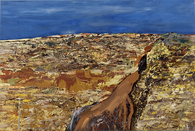 ▲ Gold Mountain, enamel and acrylic on canvas,130 x194 cm, 2019
