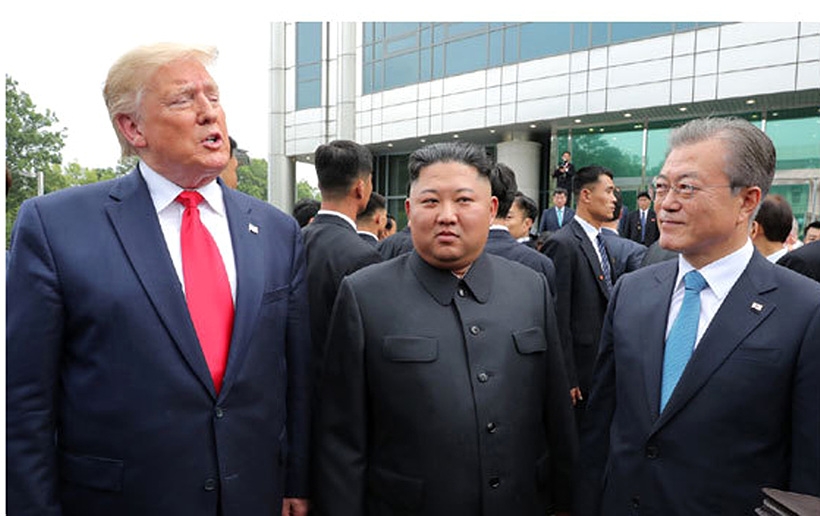 ▲ 문재인 대통령과 트럼프 미국 대통령, 김정은 북한 노동당위원장